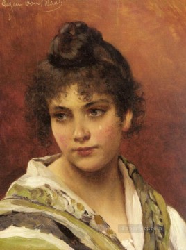 A Young Beauty lady Eugene de Blaas Oil Paintings